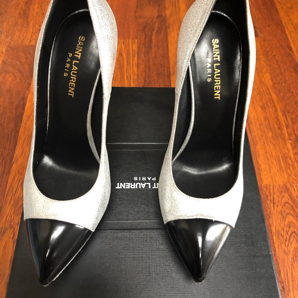 Saint Laurent Size 9.5 JanisSilver Metallic Shoes
